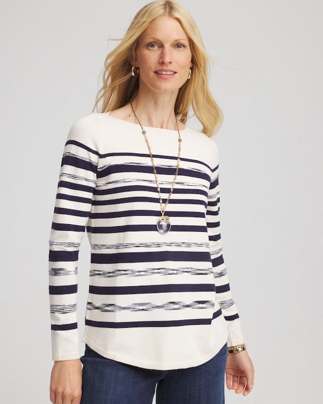 Ella Striped Bateau Pullover Sweater
